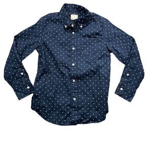 Crew Cuts 6-7 100% Cotton Long‎ Sleeve Re-imagined Blue White Polka Dot